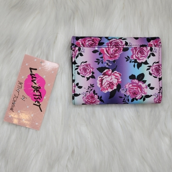 Betsey Johnson Luv Betsey Lbcash Wallet Midnight Roses Multi Color - Picture 5 of 16